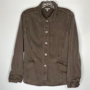 J.Jill Brown Button Down Lightweight Collared Jacket Small